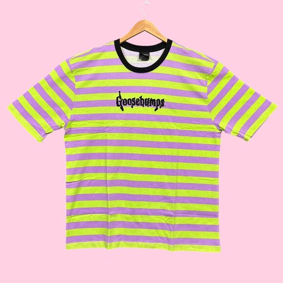 Dumbgood x Goosebumps Logo Stripped Oversized Tee XL - Picture 1 of 4